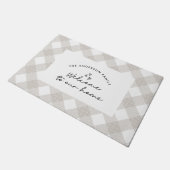 Welkom bij ons moderne script natuurlijke buffalo deurmat (Schuin)