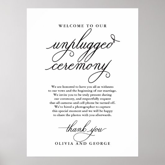 Welkom bij ons niet-aangesloten ceremoniebord poster (Voorkant)