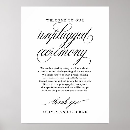 Welkom bij ons niet-aangesloten ceremoniebord poster (Voorkant)