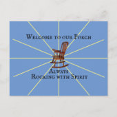 Welkom bij ons plekje dat altijd draait met geest  briefkaart (Voorkant)