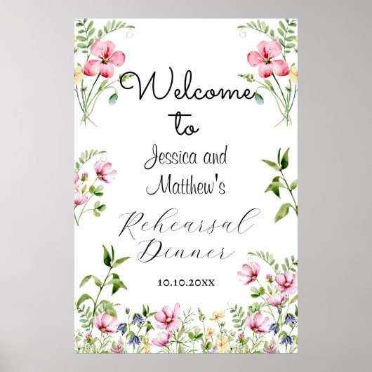 Welkom bij ons repetitie diner Wildflowers Poster (Voorkant)