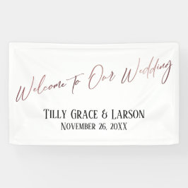 Welkom bij ons Roos Gold Handwriting Spandoek