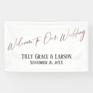 Welkom bij ons Roos Gold Handwriting Spandoek
