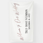 Welkom bij ons Roos Gold Handwriting Spandoek (Verticaal)