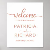 Welkom bij ons Roos Gold Wedding Sign Poster (Voorkant)