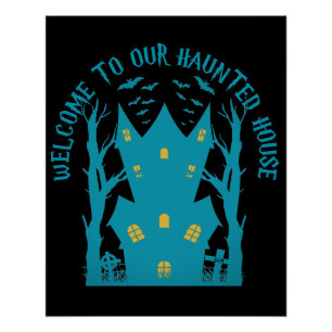 WELKOM BIJ ONS SPOOKHUIS Grappig Halloween Perfect Poster