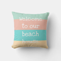 Welkom bij ons strand House Striped Sierkussen