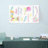 Welkom bij ons 'Sweet Celebration Snoep Birthday' Spandoek (Beurs)
