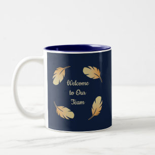 Welkom bij ons Team Business New Employee Token Tweekleurige Koffiemok