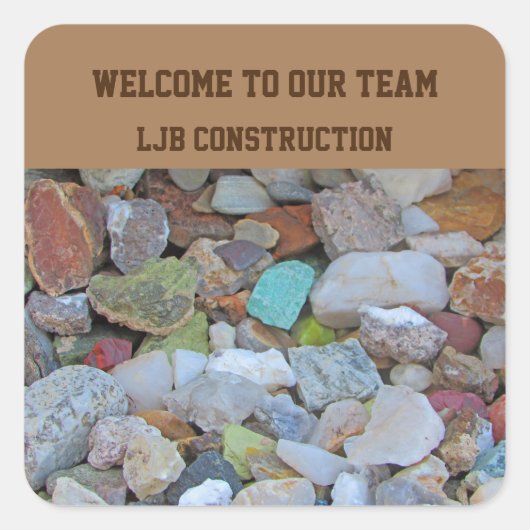 Welkom bij ons team Colorful Rocks New Employee Vierkante Sticker (Voorkant)