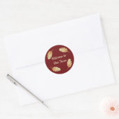 Welkom bij ons Team Feather Circle Deep Red Ronde Sticker (Envelop)