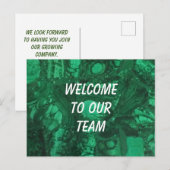 Welkom bij ons team Green Gemstone Employee Briefkaart (Voorkant / Achterkant)