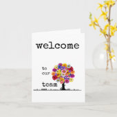 Welkom bij ons team, kleurrijke boom, nieuwe medew kaart (Gele Bloem)