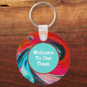 Welkom bij ons team levendig gedraaide tv-medewerk sleutelhanger (Voorkant)