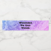 Welkom Bij Ons Team Marmeren Blauwe Roze Kantoor Waterfles Etiket (Enkel label)