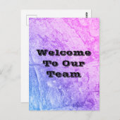 Welkom bij ons team met een blauwe roze Kantoor Briefkaart (Voorkant / Achterkant)