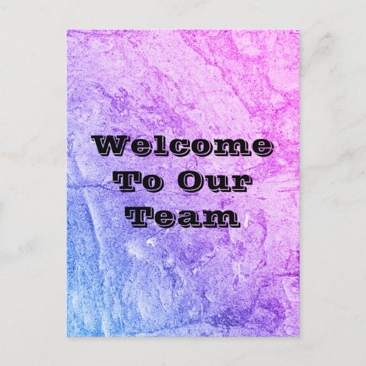 Welkom bij ons team met een blauwe roze Kantoor Briefkaart (Voorkant)