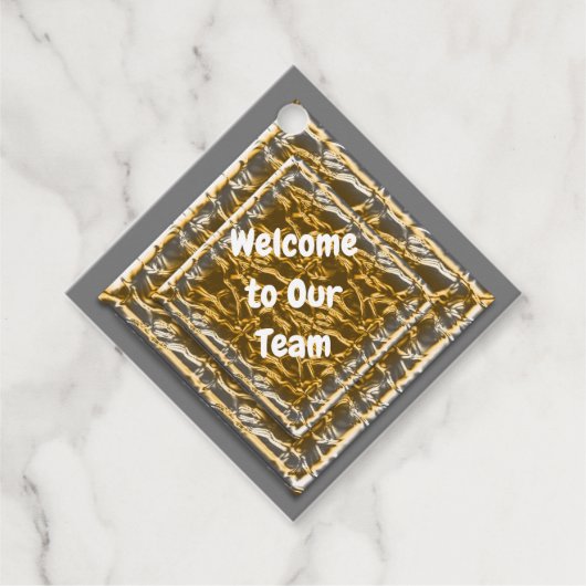 Welkom bij ons team Metallic Gold Silver Diamond Bedankjes Labels (Voorkant)