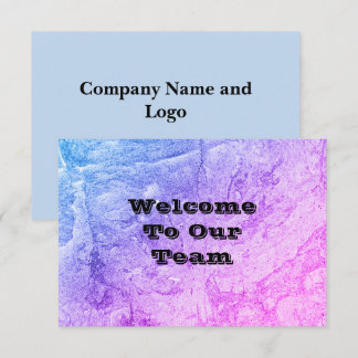 Welkom bij ons team Modern Roze Blauwe Abstract Bedankkaart