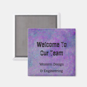 Welkom bij ons team Paarse Abstracte medewerker Magneet (Voorkant / Achterkant)