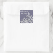 Welkom bij ons team Paarse Leaf Silhouette Pattern Vierkante Sticker (Tas)