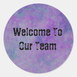 Welkom bij ons team Paarse werkplekmedewerker Ronde Sticker