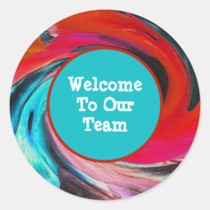 Welkom bij ons team Vivid Tie Dye nieuwe medewerke Ronde Sticker