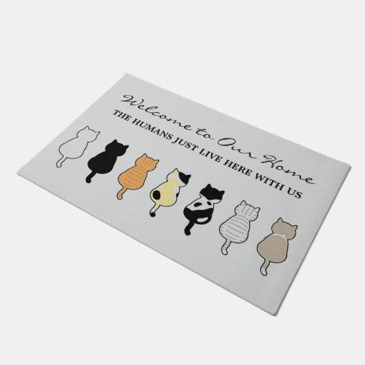 "Welkom bij ons thuis" kat Deurmat (Schuin)