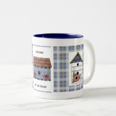 Welkom bij ons thuis tweekleurige koffiemok (Voorkant rechts)