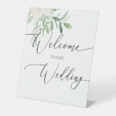 Welkom bij ons trouwbloemenpodium bord reclamebord met voetstuk (Voorkant)