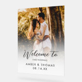 Welkom bij ons trouwbord met foto acryl bord (Hoek)