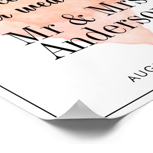 Welkom bij ons trouwkoraal waterverf hart poster (Hoek)