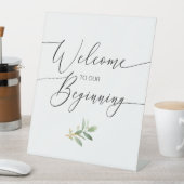 Welkom bij ons voetafdruk van de beginWaterverf Reclamebord Met Voetstuk (Insitu)