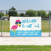 Welkom bij ons zwembad Flamingo Spandoek (Insitu)