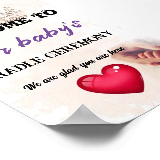 Welkom bij onze Baby's Cradle Ceremony Poster (Hoek)