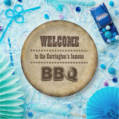 Welkom bij onze BBQ (aanpasbaar) Papieren Bordje (Feest)