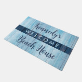 Welkom bij onze Beach House familienaam Blue Wood Deurmat (Schuin)