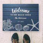Welkom bij onze Beach House familienaam op maat Deurmat