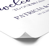 Welkom bij onze begin chic marineblauw bord poster (Hoek)