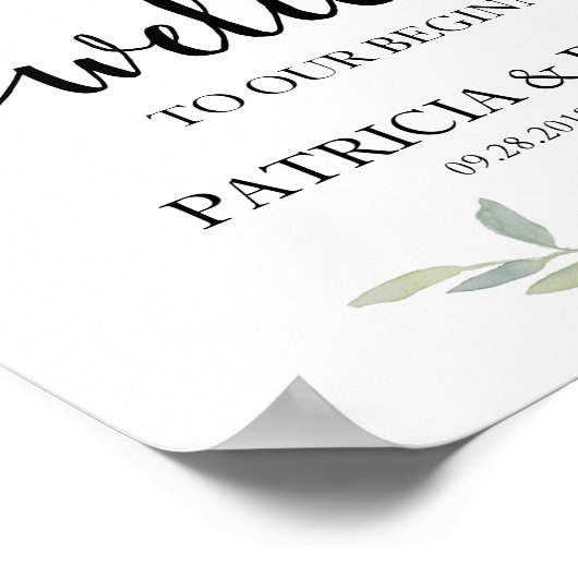 Welkom bij onze beginnende groene bruiloft poster (Hoek)