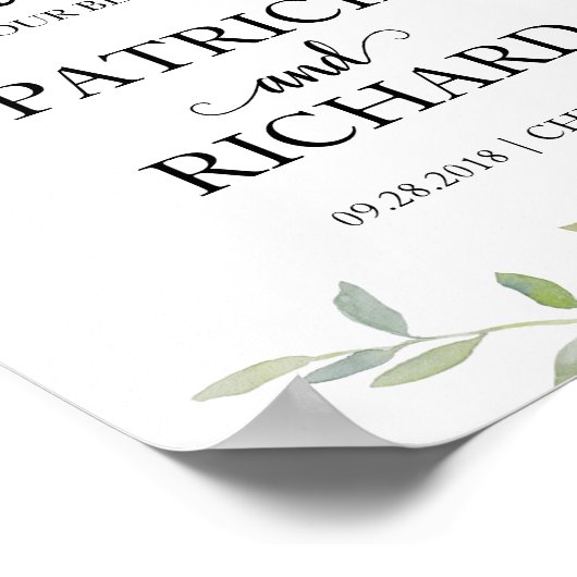 Welkom bij onze beginnende groene bruiloft poster (Hoek)