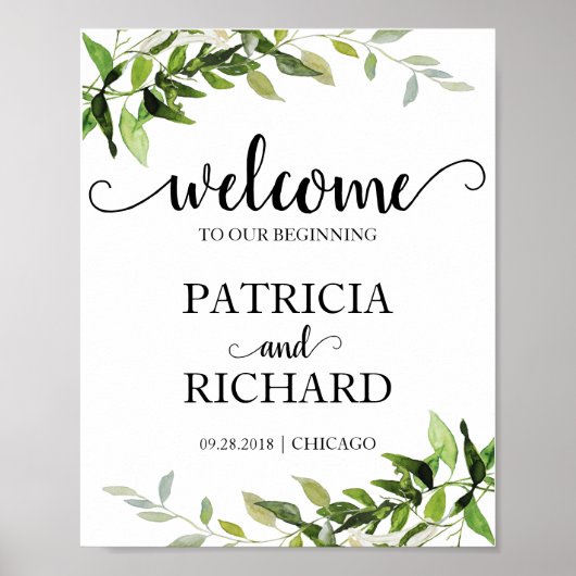 Welkom bij onze beginnende groene bruiloft poster (Voorkant)