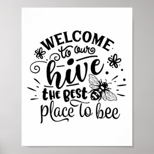 Welkom Bij Onze Bijenkorf Grappige Bij Lente Zomer Poster