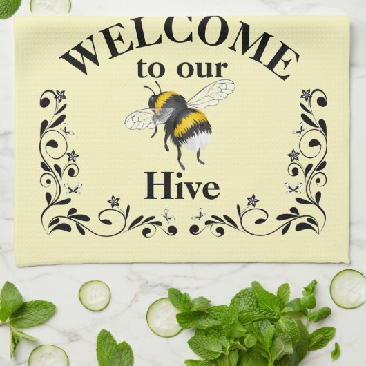 Welkom bij onze bijenkorf klassiek theedoek (Gevouwen)