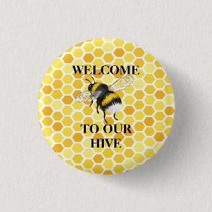 welkom bij onze bijenkorf ronde button 3,2 cm