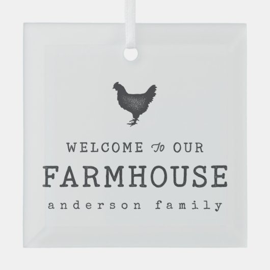 Welkom bij onze boerderij in Land Rustic Chicken Glas Ornament (Voorkant)