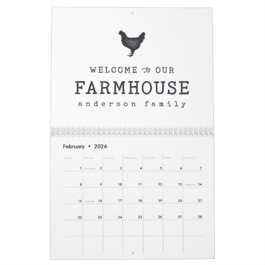 Welkom bij onze boerderij in Land Rustic Chicken Kalender (Feb 2026)