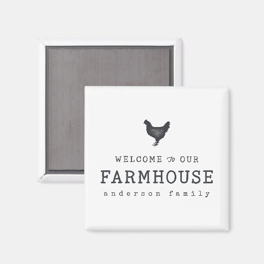 Welkom bij onze boerderij in Land Rustic Chicken Magneet (Voorkant / Achterkant)