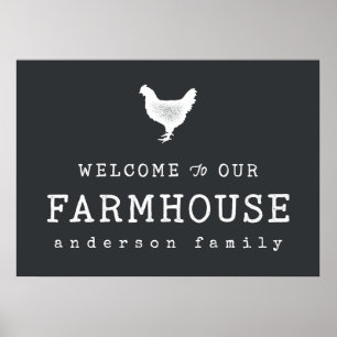Welkom bij onze boerderij in Land Rustic Chicken Poster
