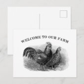 Welkom bij onze Boerderij  Rooster en kip Briefkaart (Voorkant / Achterkant)